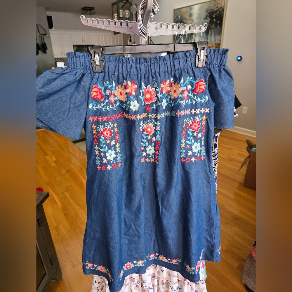 Savanna Jane Blue Floral Embroidered Dress
